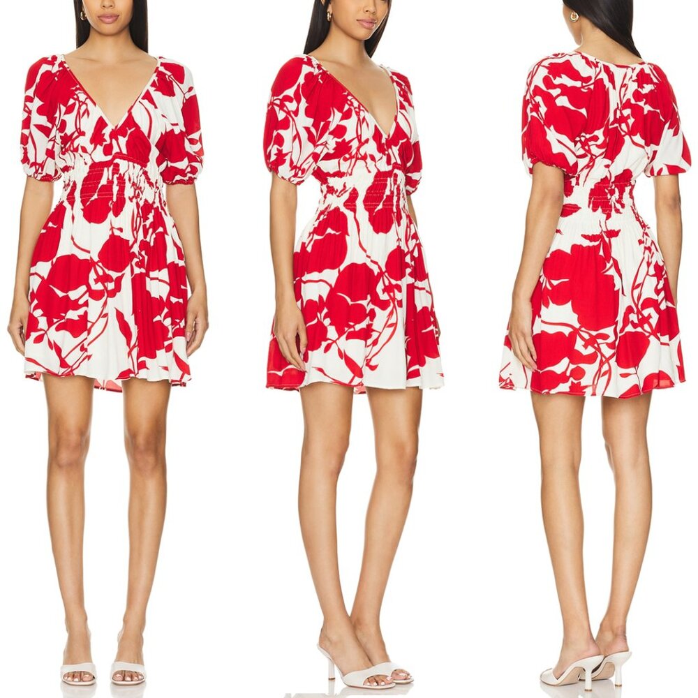 NWT Faithfull x REVOLVE Salone Mini Dress, red and white, size S/M